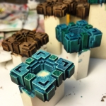 Painting a set of “Base Stones” and “Force Stones” for the latest board prototype